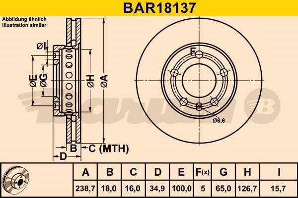 Barum BAR18137 Ventilated disc brake, 1 pcs. BAR18137