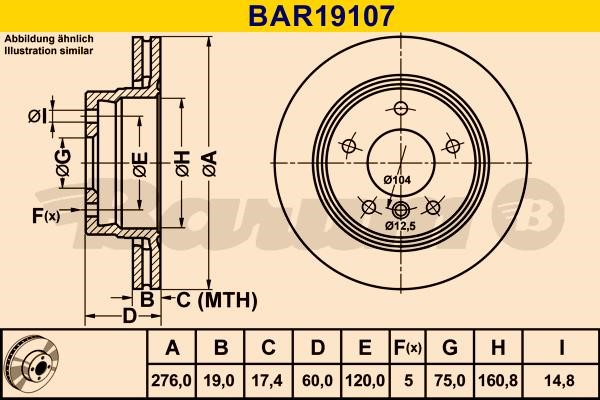 Barum BAR19107 Rear ventilated brake disc BAR19107