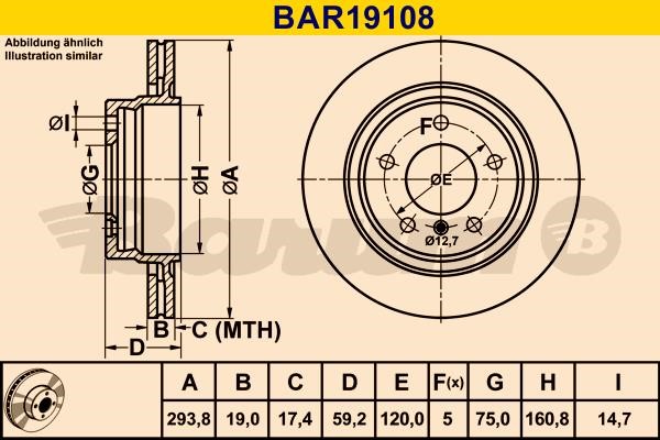 Barum BAR19108 Rear ventilated brake disc BAR19108