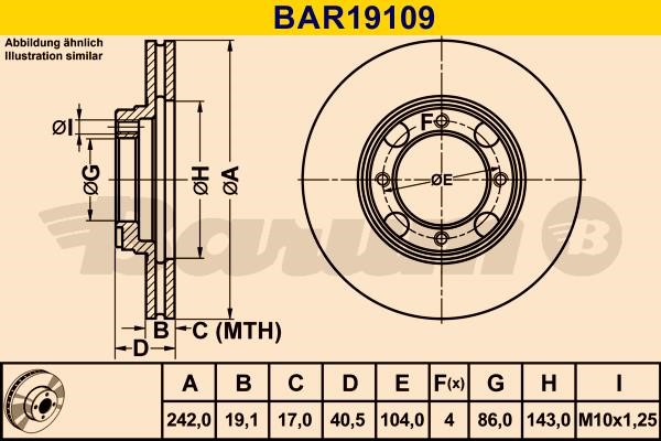 Barum BAR19109 Ventilated disc brake, 1 pcs. BAR19109
