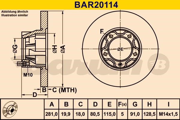 Barum BAR20114 Unventilated front brake disc BAR20114