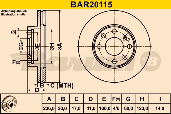 Barum BAR20115 Ventilated disc brake, 1 pcs. BAR20115