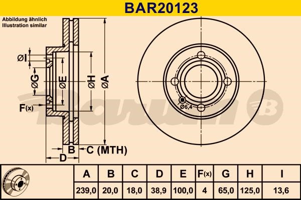 Barum BAR20123 Ventilated disc brake, 1 pcs. BAR20123