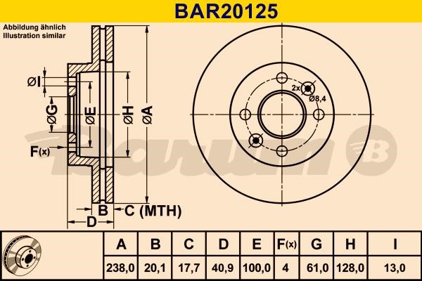 Barum BAR20125 Ventilated disc brake, 1 pcs. BAR20125
