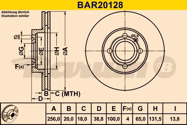 Barum BAR20128 Ventilated disc brake, 1 pcs. BAR20128