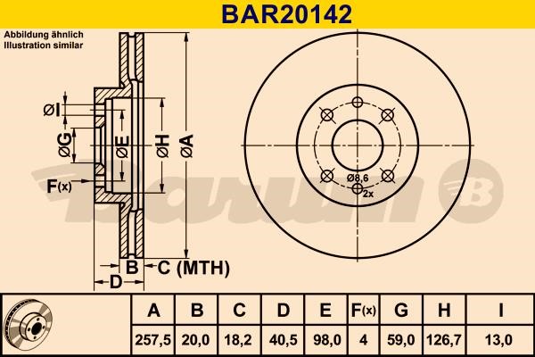 Barum BAR20142 Ventilated disc brake, 1 pcs. BAR20142