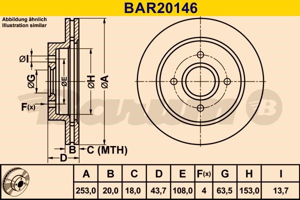 Barum BAR20146 Rear ventilated brake disc BAR20146