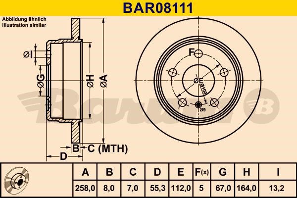 Barum BAR08111 Rear brake disc, non-ventilated BAR08111