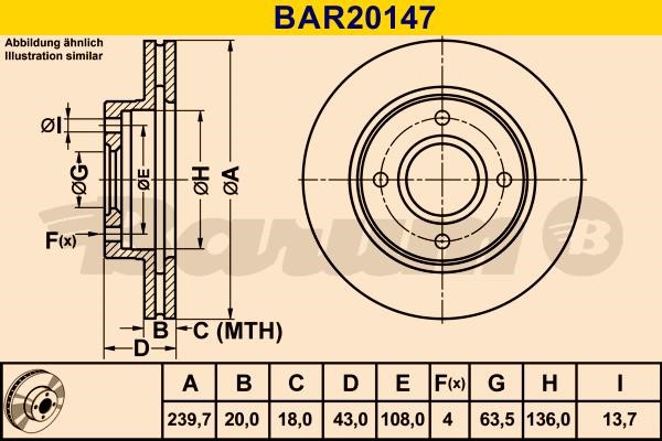 Barum BAR20147 Ventilated disc brake, 1 pcs. BAR20147