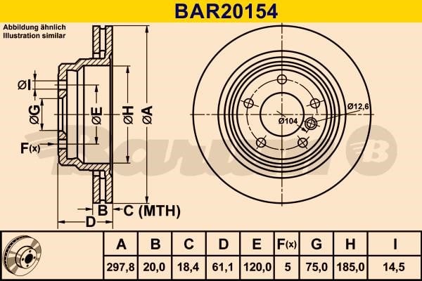 Barum BAR20154 Rear ventilated brake disc BAR20154