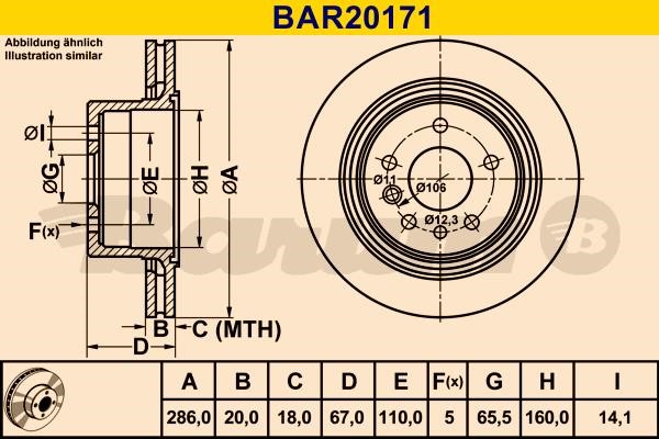 Barum BAR20171 Rear ventilated brake disc BAR20171