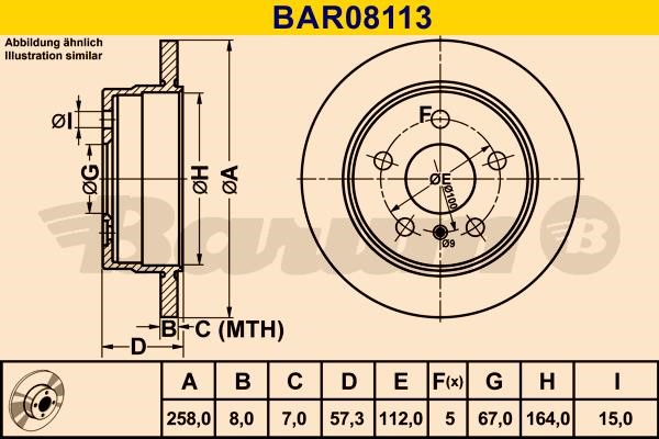 Barum BAR08113 Rear brake disc, non-ventilated BAR08113