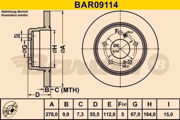 Barum BAR09114 Rear brake disc, non-ventilated BAR09114