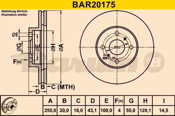 Barum BAR20175 Ventilated disc brake, 1 pcs. BAR20175
