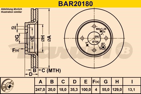 Barum BAR20180 Ventilated disc brake, 1 pcs. BAR20180