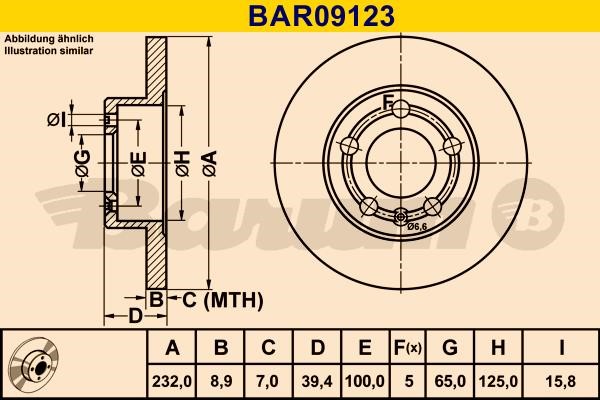Barum BAR09123 Rear brake disc, non-ventilated BAR09123