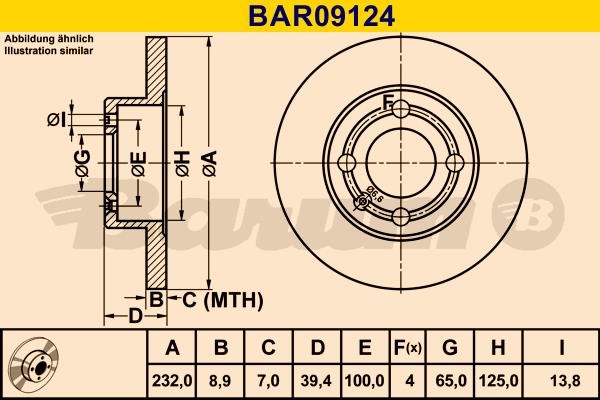 Barum BAR09124 Rear brake disc, non-ventilated BAR09124