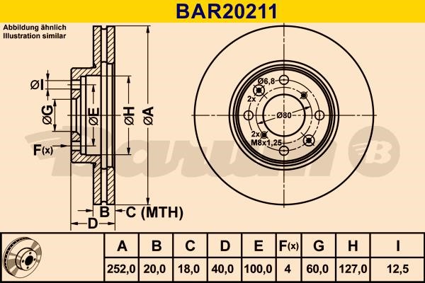 Barum BAR20211 Ventilated disc brake, 1 pcs. BAR20211