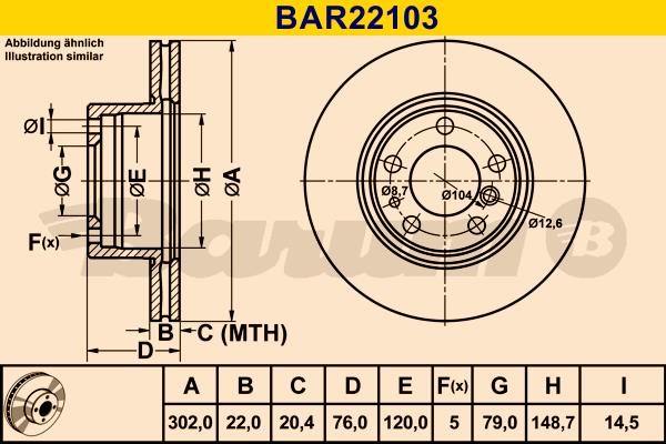 Barum BAR22103 Ventilated disc brake, 1 pcs. BAR22103
