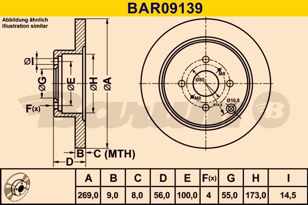 Barum BAR09139 Rear brake disc, non-ventilated BAR09139
