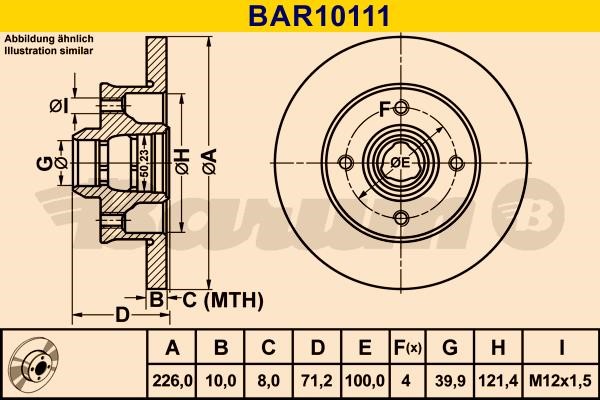 Barum BAR10111 Rear brake disc, non-ventilated BAR10111