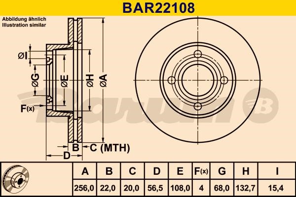 Barum BAR22108 Ventilated disc brake, 1 pcs. BAR22108