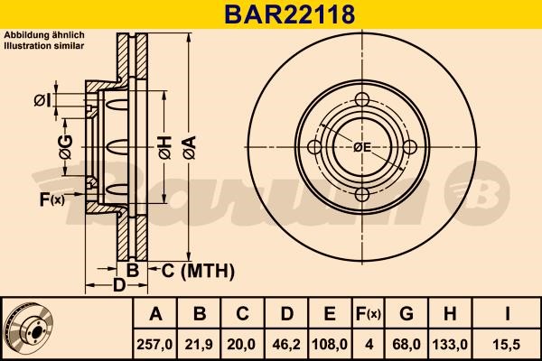 Barum BAR22118 Ventilated disc brake, 1 pcs. BAR22118