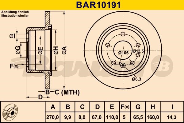 Barum BAR10191 Rear brake disc, non-ventilated BAR10191