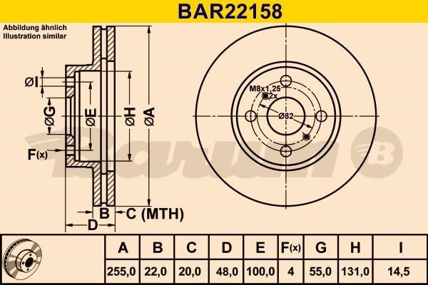 Barum BAR22158 Ventilated disc brake, 1 pcs. BAR22158