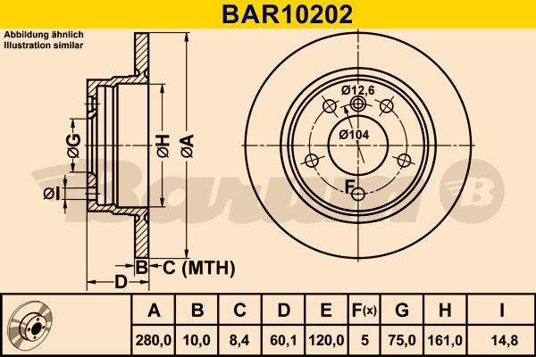 Barum BAR10202 Rear brake disc, non-ventilated BAR10202