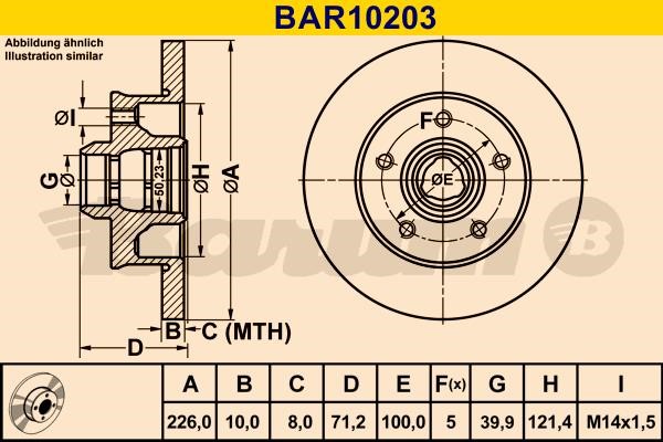Barum BAR10203 Rear brake disc, non-ventilated BAR10203