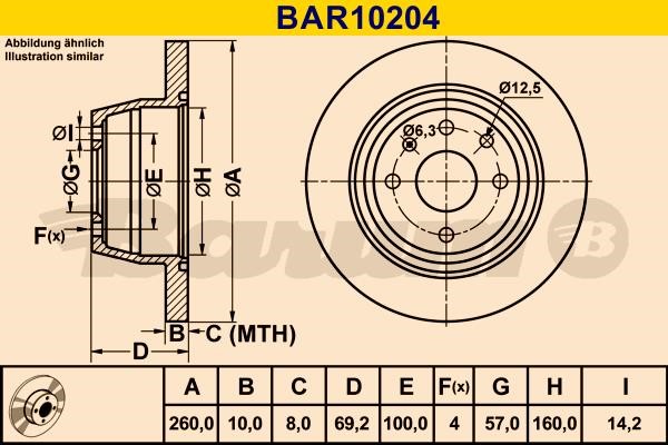 Barum BAR10204 Rear brake disc, non-ventilated BAR10204