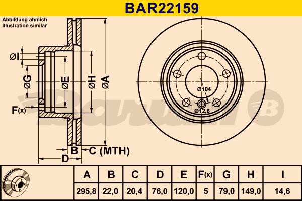 Barum BAR22159 Ventilated disc brake, 1 pcs. BAR22159