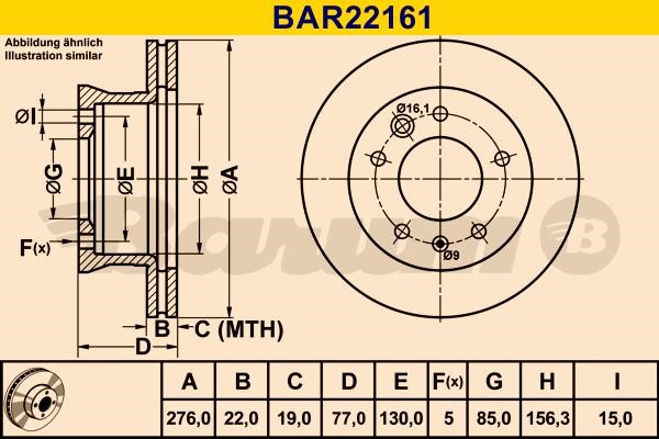 Barum BAR22161 Ventilated disc brake, 1 pcs. BAR22161