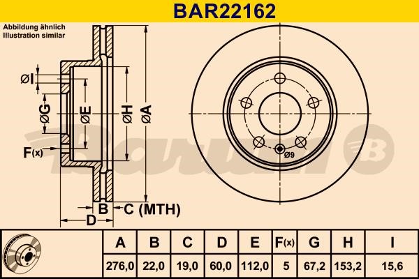 Barum BAR22162 Front brake disc ventilated BAR22162