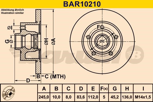 Barum BAR10210 Rear brake disc, non-ventilated BAR10210