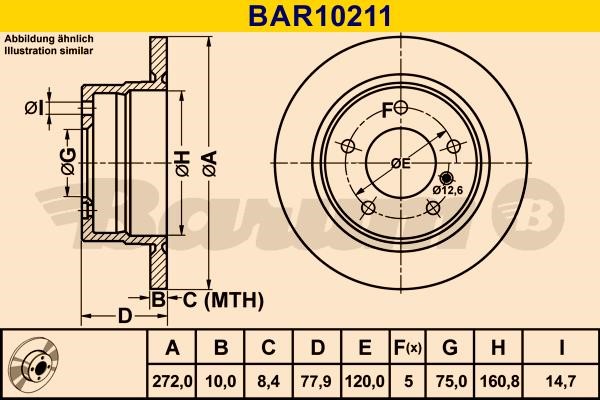 Barum BAR10211 Rear brake disc, non-ventilated BAR10211