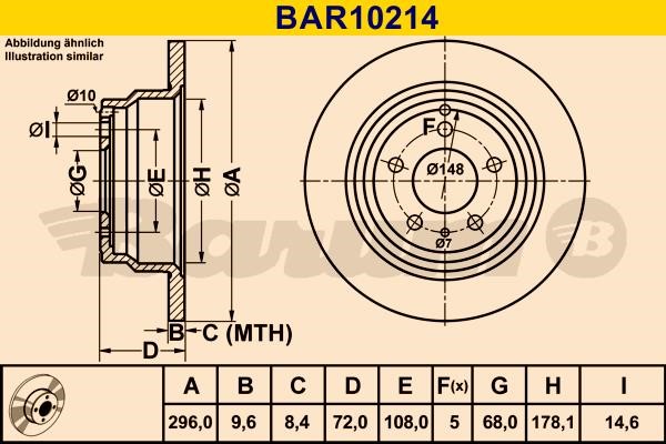 Barum BAR10214 Rear brake disc, non-ventilated BAR10214