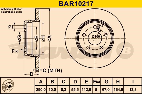 Barum BAR10217 Rear brake disc, non-ventilated BAR10217