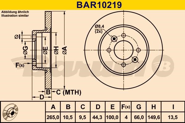 Barum BAR10219 Rear brake disc, non-ventilated BAR10219