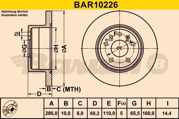 Barum BAR10226 Rear brake disc, non-ventilated BAR10226