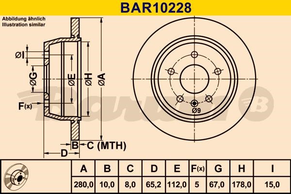 Barum BAR10228 Rear brake disc, non-ventilated BAR10228