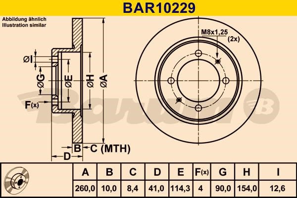 Barum BAR10229 Rear brake disc, non-ventilated BAR10229