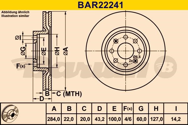 Barum BAR22241 Ventilated disc brake, 1 pcs. BAR22241