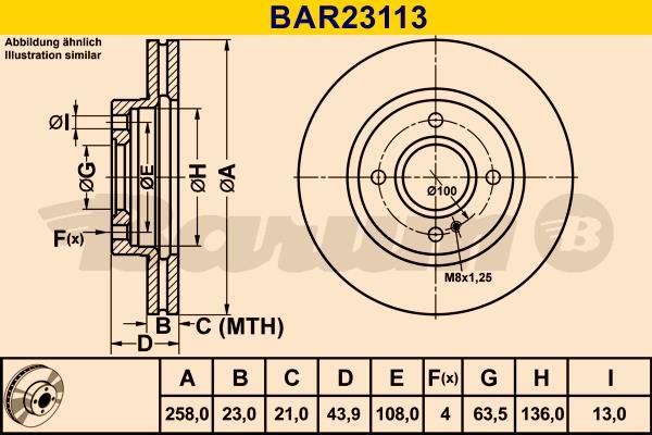 Barum BAR23113 Ventilated disc brake, 1 pcs. BAR23113