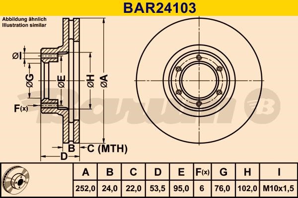 Barum BAR24103 Ventilated disc brake, 1 pcs. BAR24103