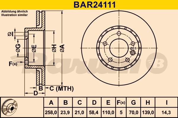 Barum BAR24111 Ventilated disc brake, 1 pcs. BAR24111
