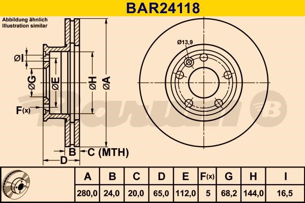Barum BAR24118 Ventilated disc brake, 1 pcs. BAR24118