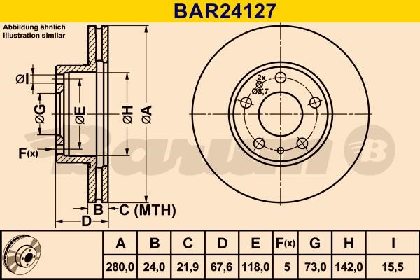 Barum BAR24127 Ventilated disc brake, 1 pcs. BAR24127