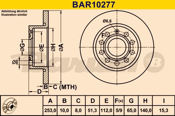 Barum BAR10277 Rear brake disc, non-ventilated BAR10277
